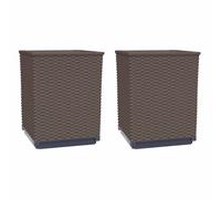 (brown, 2 pcs) vidaXL Planters Raised Garden Bed Flower Plant Pot Planter Pot Polypropylene