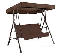 (Brown) 2 Seats Garden Swing Canopy Cover Seat Cover Waterproof Hammock Chair Spare Patio Replacement Awning