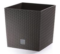 (Brown, 2) Square Low Elegant Tall Large Plant Pot Indoor Outdoor [Small]