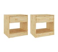 (brown, 2) vidaXL 1/2x Solid Pinewood Bedside Cabinet Bedroom Bed Cabinet Multi Colours