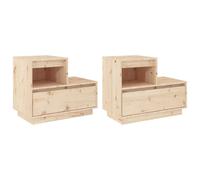 (brown, 2) vidaXL 1/2x Solid Wood Pine Bedside Cabinet Indoor Nightstand Multi Colours