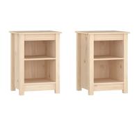 (Brown, 2) vidaXL 1/2x Solid Wood Pine Bedside Cabinet Nightstand End Table Multi Colours