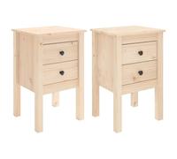 (brown, 2) vidaXL 1/2x Solid Wood Pine Bedside Cabinet Side Table Furniture Multi Colours
