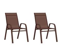 (brown, 2) vidaXL Stackable Garden Chairs Outdoor Chairs Dining Chair Textilene Fabric