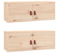 (Brown, 2) vidaXL Wall Cabinet Hanging Storage Cabinet Wall Cupboard Solid Wood Pine