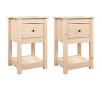 (Brown, 2 x Bedside cabinet) vidaXL 1/2x Solid Wood Pine Bedside Cabinet Nightstand End Table Multi Colours