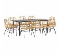 (brown, 200 x 100 x 74 cm/ 8 piece) vidaXL Garden Dining Set Poly Rattan Glass outdoor dining set