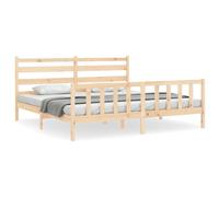 (brown, 200 x 200 cm) vidaXL Bed Frame Bed Base Platform Bed with Headboard Black Double Solid Wood