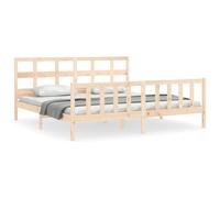 (brown, 200 x 200 cm) vidaXL Bed Frame Bed Base Platform Bed with Headboard Grey Single Solid Wood