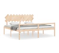 (brown, 200 x 200 cm) vidaXL Bed Frame with Headboard Home Bedstead Bed Base 160x200 cm Solid Wood