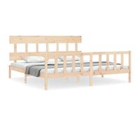 (brown, 200 x 200 cm/with headboard & footboard) vidaXL Bed Frame Bedroom Platform Bed Wooden Bedstead Bed Base Solid Wood