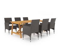 (brown, 206 cm table length) vidaXL Garden Dining Set with Cushions Black|Brown Multi Sizes 3/5/7 Piece