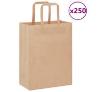 (brown, 21 x 11 x 28 cm/ 250 pcs) vidaXL Paper Bags 250 pcs with Handles White 21x11x28 cm Paper Grocery Bag