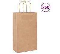 (brown, 21 x 11 x 36 cm) vidaXL Paper Bags 50 pcs with Handles Brown 15x8x21 cm Grocery Paper Gift Bag