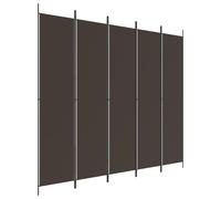 vidaXL 5-Panel Room Divider - Foldable, Breathable Fabric, Privacy Screen, Sunlight Blocker, Modern Design, Suitable for Living Room & Bedroom - Brown