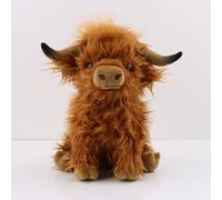 (brown) 25cm Highland Cow plush toy simulation shaggy cow