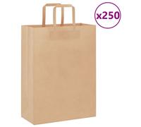 vidaXL Kraft Paper Bags 250 Pieces with Brown Handles 26 x 12 x 35 cm, Paper Bag, Paper Gift Bag, Kraft Paper Gift Bag