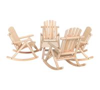 (brown, 2x armchair + 2x bench + table) vidaXL Garden Lounge Set Wooden Outdoor Table and Chairs Solid Wood Spruce