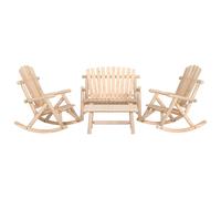 (brown, 2x armchair + bench + table) vidaXL Garden Lounge Set Wooden Outdoor Table and Chairs Solid Wood Spruce
