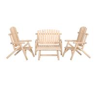 (brown, 2x chair + bench + table) vidaXL Garden Lounge Set Wooden Outdoor Table and Chairs Solid Wood Spruce