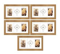 Brown 3 Aperture Wooden Frame with Glass Front Display Picture Frame 4 x 6 Inch Multi Frames 10 x 15cm Frame Perfect for Home Office and Other (Set of 5)