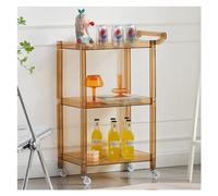 Brown 3-Tier Rolling Bar Cart Acrylic Coffee/Tea Trolley Kitchen Storage & Beauty Tool nizer Versatile Utility Cart for Home & Events