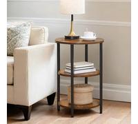 Brown 3-Tier Round Nightstand Side Table
