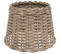 vidaXL Natural Wicker Lamp Shade - Brown - Versatile Ceiling or Table Lamp Shade with Robust Iron Holder - Ø30x20 cm - Compatible with E27 Bulbs