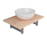 (brown, 32.5 cm round-shaped basin) vidaXL Bathroom Round Basin Ceramic with Wall Shelf Multi Colours Multi Sizes