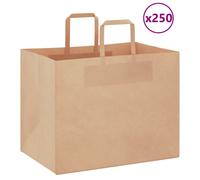 (brown, 32 x 22 x 24 cm/ 250 pcs) vidaXL Paper Bags 250 pcs with Handles White 21x11x28 cm Paper Grocery Bag