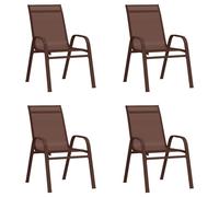 (brown, 4) vidaXL Stackable Garden Chairs Outdoor Chairs Dining Chair Textilene Fabric