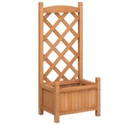 vidaXL Planter with Trellis Brown Solid Wood Fir