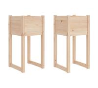 Planter Solid Pine Wood Natural 40x40x81 cm Outdoor Raised Garden Box Rustic DIY