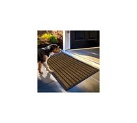 (Brown, 40X60 CM) Non-Slip Rubber Door Mat Indoor Outdoor Washable Rug Heavy Duty Dirt Trapper Welcome Doormats