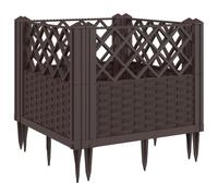 (brown, 43,5 x 43,5 x 43,5 cm) vidaXL Garden Planter with Pegs Raised Bed Outdoor Flower Pot Planter Pot PP