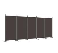 vidaXL 5-Panel Room Divider Brown 433x180 cm Fabric