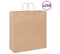 (brown, 45 x 17 x 48 cm) vidaXL Paper Bags 250 pcs with Handles Brown 21x11x36 cm Paper Grocery Bag