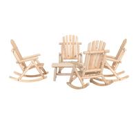 (brown, 4x armchair + table) vidaXL Garden Lounge Set Wooden Outdoor Table and Chairs Solid Wood Spruce