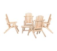 (brown, 4x chair + table) vidaXL Garden Lounge Set Wooden Outdoor Table and Chairs Solid Wood Spruce