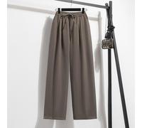 (brown, 4XL) Dimanaf Spring Summer Plus Size Pants High Waist Women Basic Elastic Pants Loose Casual Trousers Wide Leg Pants
