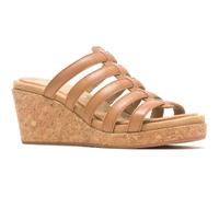 (Brown, 5 (Adults')) Hush Puppies Willow Slide Leather Women's Tan Wedges
