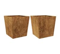 (brown, 50 x 50 x 50 cm/ 2 pcs) vidaXL Garden Planters Outdoor Flower Pot Patio Raised Bed Planter Box Steel