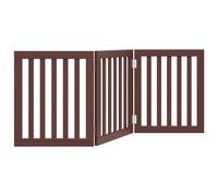 (brown, 50 x 60 x 2 cm/ 3 pcs) vidaXL Dog Gate with Door Foldable Pet Gate Dog Fence Pet Barrier Poplar Wood