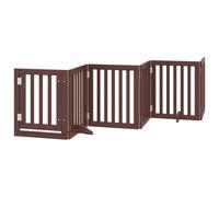 vidaXL Dog Gate with Door Foldable 6 Panels Brown 300 cm Poplar Wood, Brown