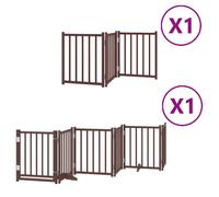(brown, 50 x 60 x 2 cm/ 9 pcs) vidaXL Dog Gate with Door Foldable Panels Dog Fence Gate White Poplar Wood