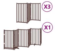 (brown, 50 x 90 x 2 cm/ 15 pcs) vidaXL Dog Gate with Door Foldable Panels Dog Fence Gate White Poplar Wood