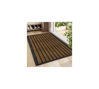 (Brown, 50X80 CM) Non-Slip Rubber Door Mat Indoor Outdoor Washable Rug Heavy Duty Dirt Trapper Welcome Doormats