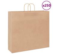 (brown, 54 x 15 x 49 cm) vidaXL Paper Bags 250 pcs with Handles Brown 21x11x36 cm Paper Grocery Bag