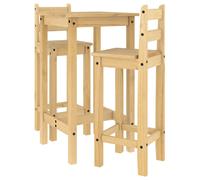 (brown, 57 cm/bar table + 2x bar chair) vidaXL Bar Set Dining Bar Table and Chairs Kitchen Bistro Set Solid Wood Pine