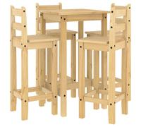 (brown, 57 cm/bar table + 4x bar chair) vidaXL Bar Set Dining Bar Table and Chairs Kitchen Bistro Set Solid Wood Pine